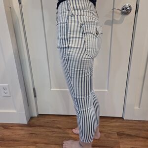 True Religion Blue and White Striped Skinny Jeans